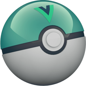 A teal-colored pokéball with Vue logo